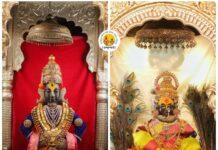 श्री विठ्ठलास अलंकार, रूक्मिणी मातेस पारंपारिक सरस्वती माता पोषाखासह अलंकार परिधान