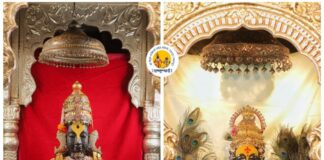 श्री विठ्ठलास अलंकार, रूक्मिणी मातेस पारंपारिक सरस्वती माता पोषाखासह अलंकार परिधान